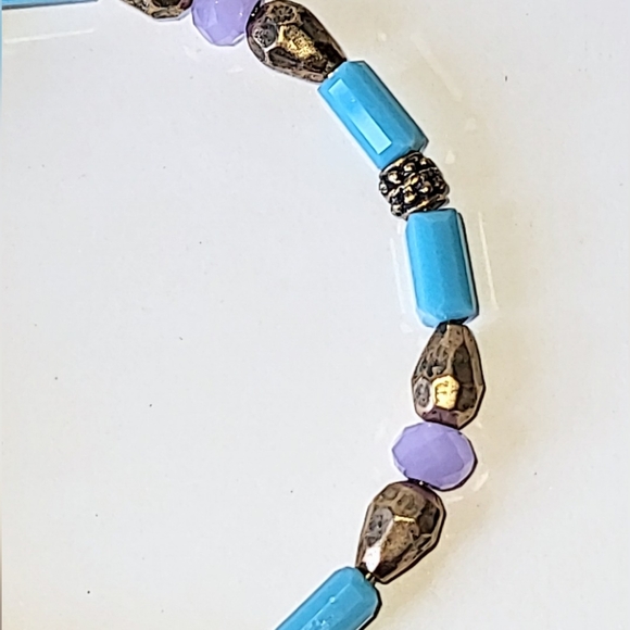 ALEX AND ANI BLUE & LAVENDER BEAD BRACELET - VINTAGE SIXTY-SIX LINE - Picture 3 of 4